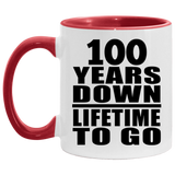 100th Anniversary 100 Years Down Lifetime To Go - 11oz Accent Mug Red