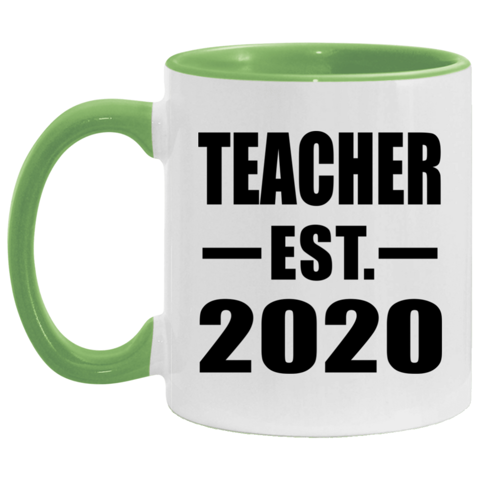 Teacher Established EST. 2020 - 11oz Accent Mug Green
