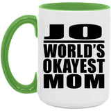 Jo World's Okayest Mom - 15oz Accent Mug Green
