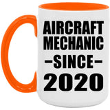 Aircraft Mechanic Since 2020 - 15oz Accent Mug Orange