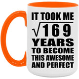 13th Birthday Took Square Root of 169 Years To Awesome - 15oz Accent Mug Orange