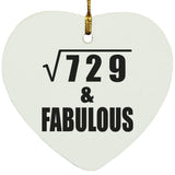27th Birthday Square Root of 729 & Fabulous - Heart Ornament
