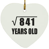 29th Birthday Square Root of 841 Years Old - Heart Ornament
