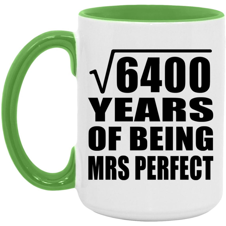 80th Anniversary Square Root of 6400 Years of Mrs Perfect - 15oz Accent Mug Green