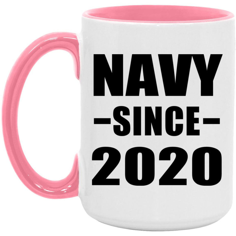 Navy Since 2020 - 15oz Accent Mug Pink