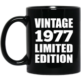 47th Birthday Vintage 1977 Limited Edition - 11oz Coffee Mug Black