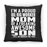 Proud Oil Rig Worker Mom Of Awesome Son - Throw Pillow Black