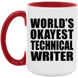 World's Okayest Technical Writer - 15oz Accent Mug Red