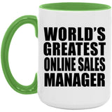 World's Greatest Online Sales Manager - 15oz Accent Mug Green