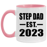 Step Dad Established EST. 2023 - 11oz Accent Mug Pink