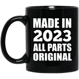 1st Birthday Made in 2023 All Parts Original - 11oz Coffee Mug Black