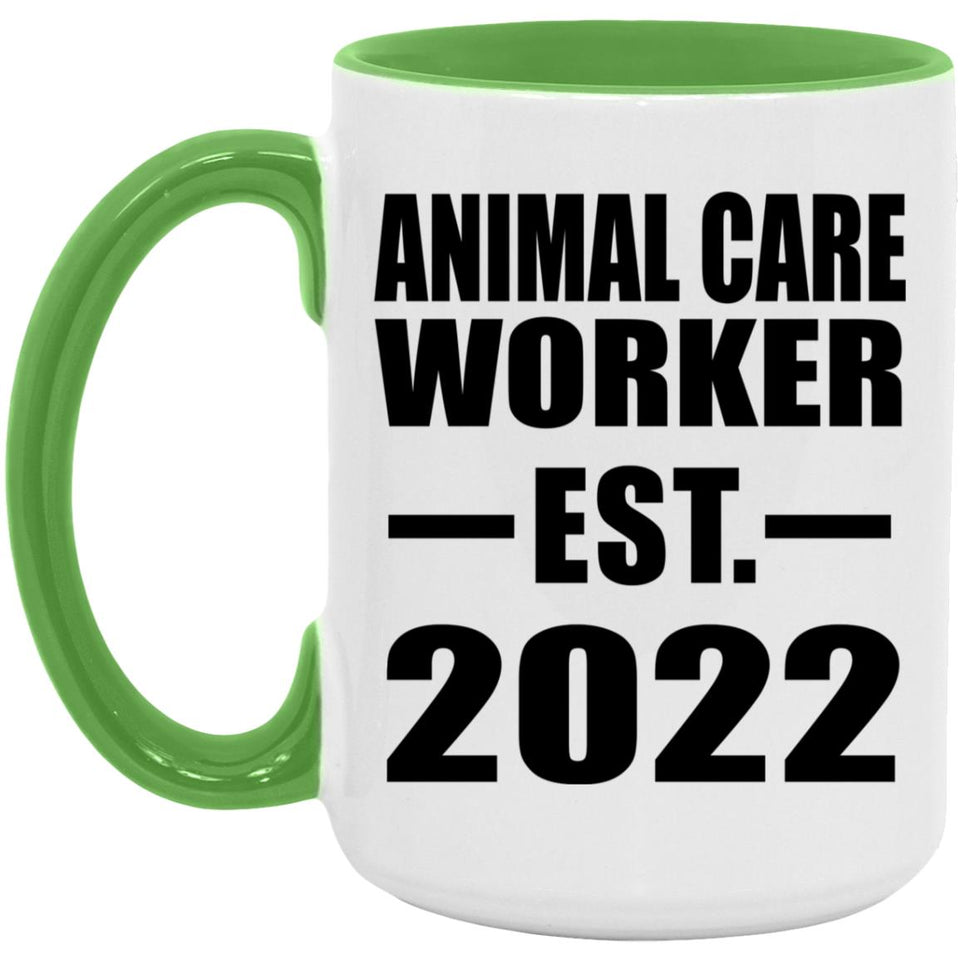 Animal Care Worker Established EST. 2022 - 15oz Accent Mug Green