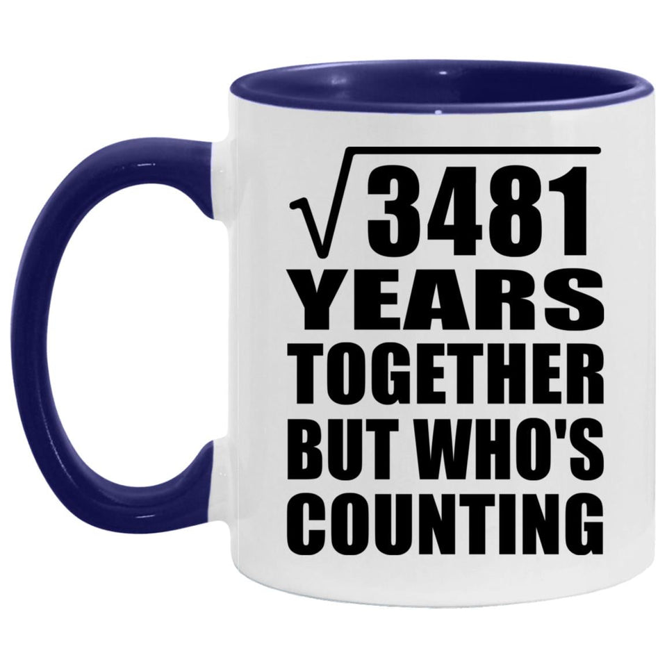 59th Anniversary Square Root of 3481 Years Who's Counting - 11oz Accent Mug Purple