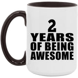 2nd Birthday 2 Years Of Being Awesome - 15oz Accent Mug Black