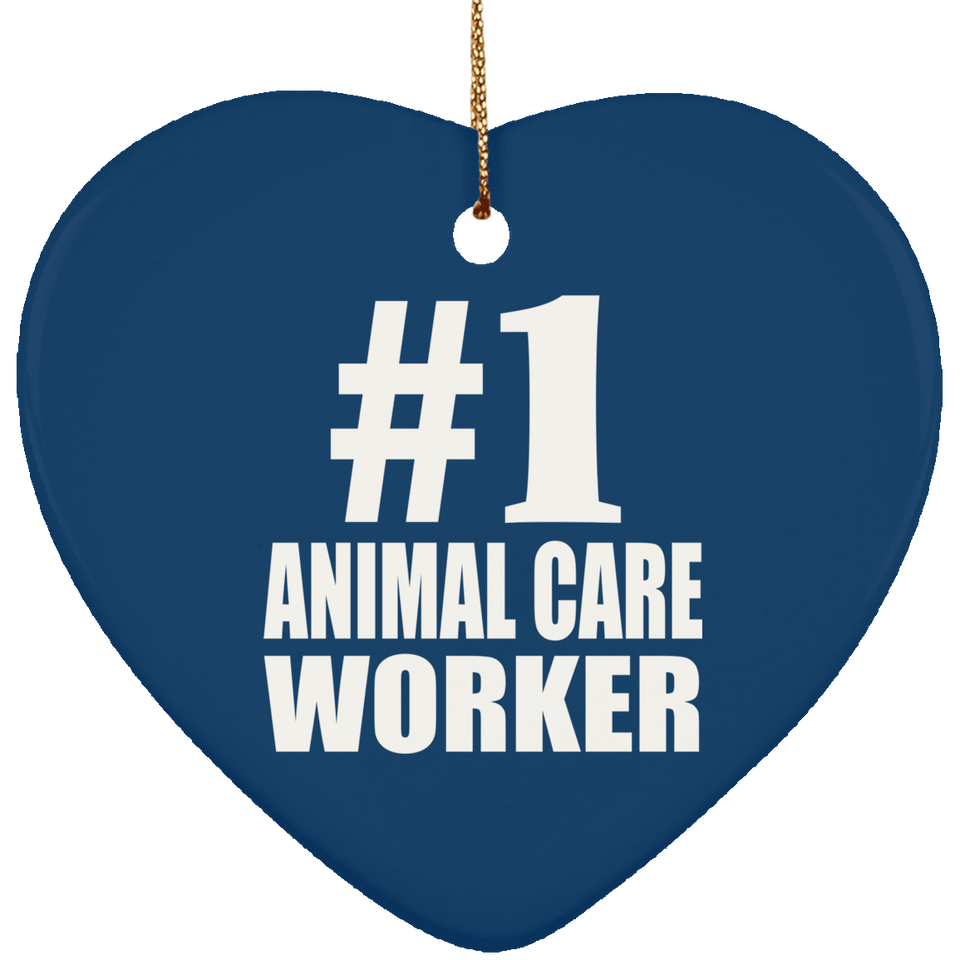 Number One #1 Animal Care Worker - Heart Ornament