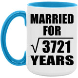 61st Anniversary Married For Square Root of 3721 Years - 15oz Accent Mug Blue