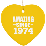 50th Birthday Amazing Since 1974 - Heart Ornament