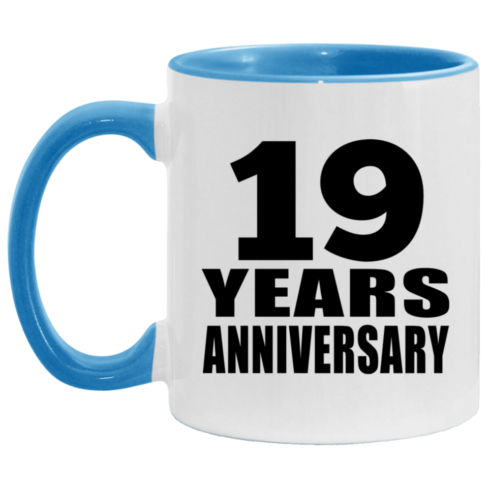 19th Anniversary 19 Years - 11oz Accent Mug Blue