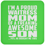 Proud Waitress Mom Of Awesome Son - Drink Coaster