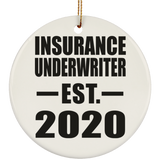 Insurance Underwriter Established EST. 2020 - Circle Ornament