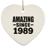 35th Birthday Amazing Since 1989 - Heart Ornament