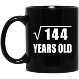 12th Birthday Square Root of 144 Years Old - 11oz Coffee Mug Black
