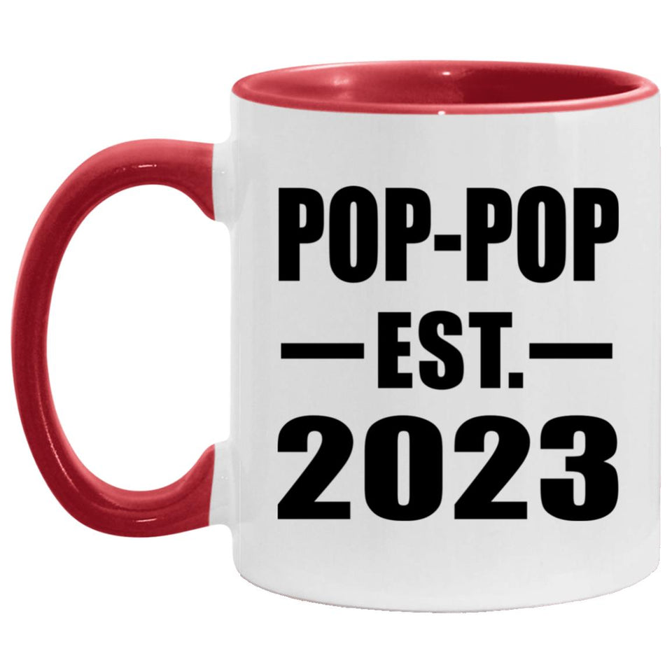 Pop-Pop Established EST. 2023 - 11oz Accent Mug Red