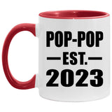 Pop-Pop Established EST. 2023 - 11oz Accent Mug Red
