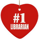 Number One #1 Librarian - Heart Ornament