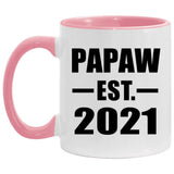 Papaw Established EST. 2021 - 11oz Accent Mug Pink