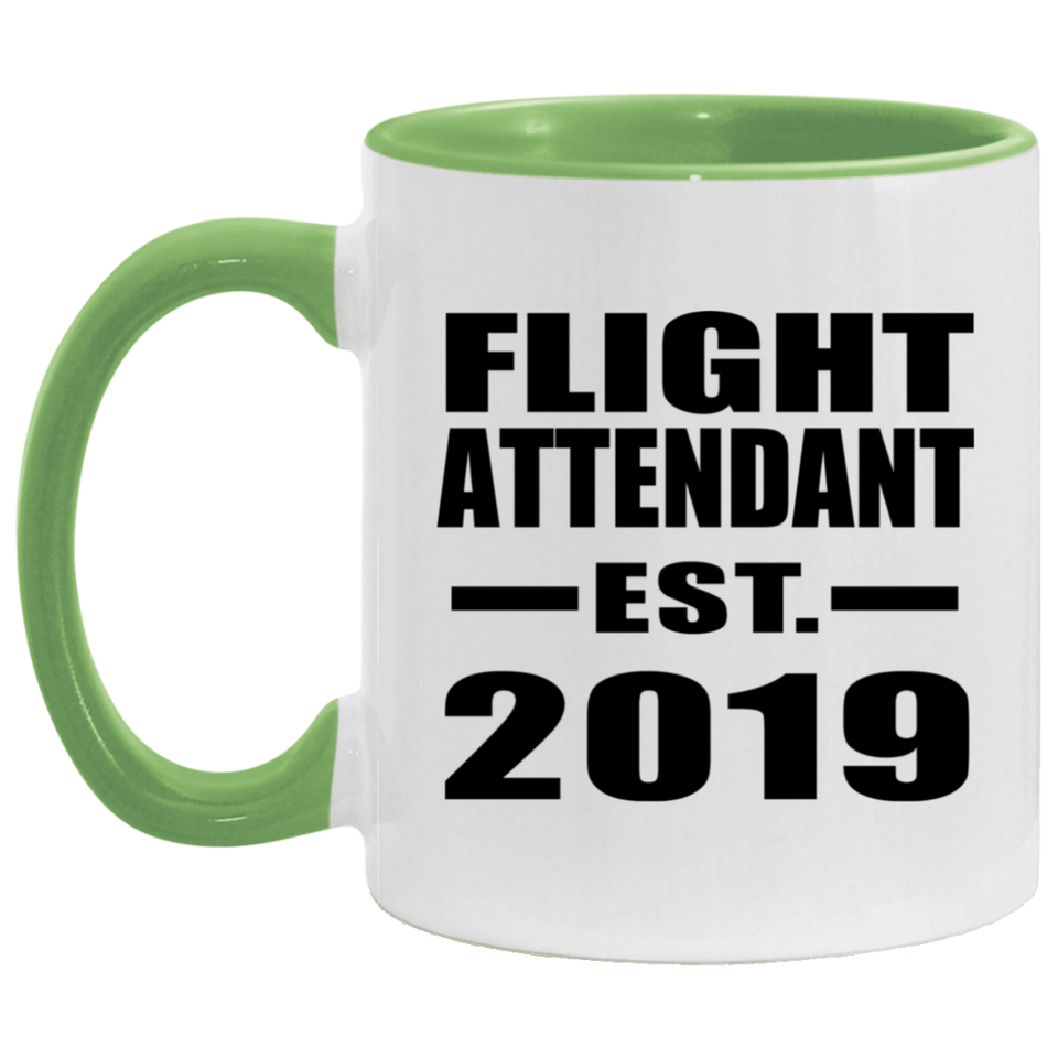 Flight Attendant Established EST. 2019 - 11oz Accent Mug Green