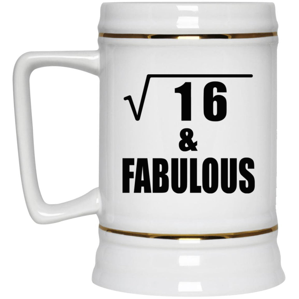 4th Birthday Square Root of 16 & Fabulous - Beer Stein