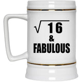 4th Birthday Square Root of 16 & Fabulous - Beer Stein
