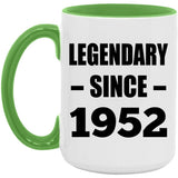 72nd Birthday Legendary Since 1952 - 15oz Accent Mug Green