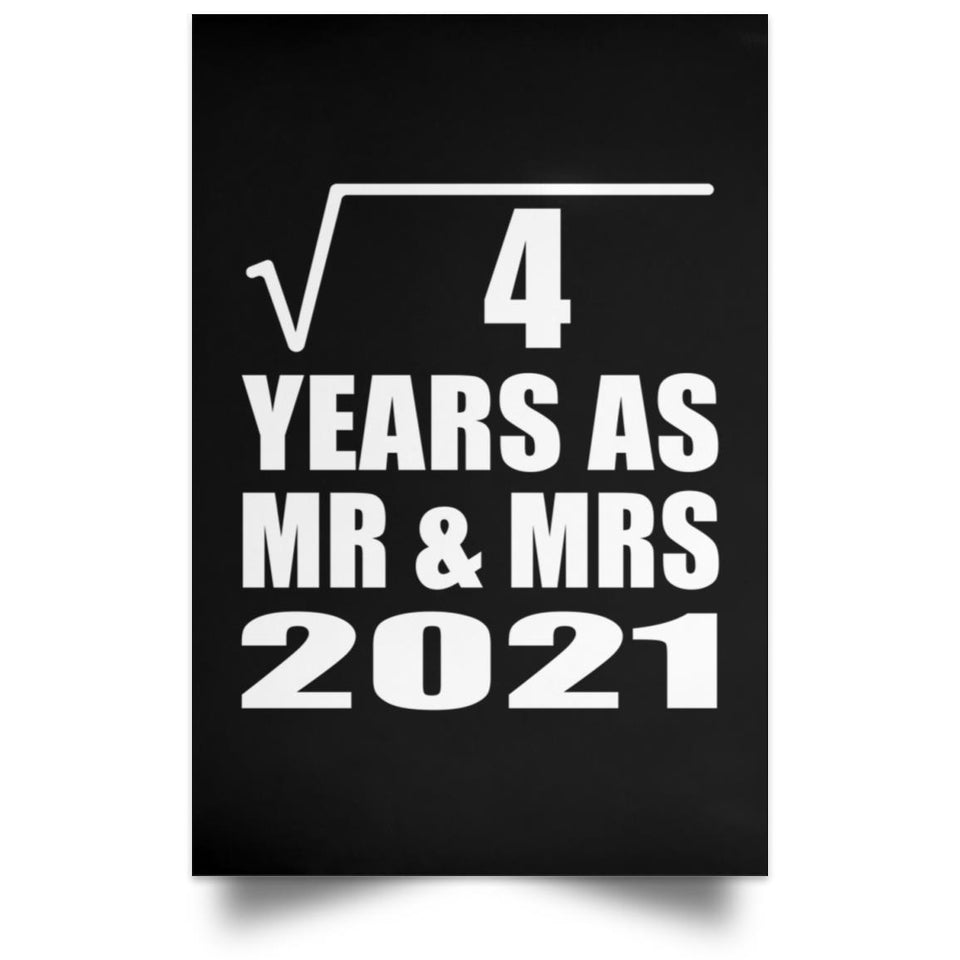 2nd Anniversary Square Root of 4 Years As Mr & Mrs 2021 - Poster Portrait