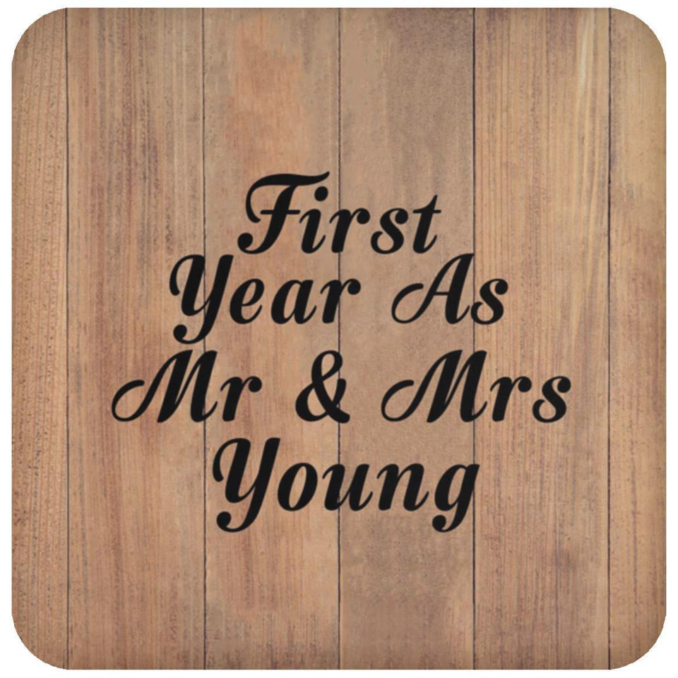 First Year As Mr & Mrs Young - Drink Coaster C