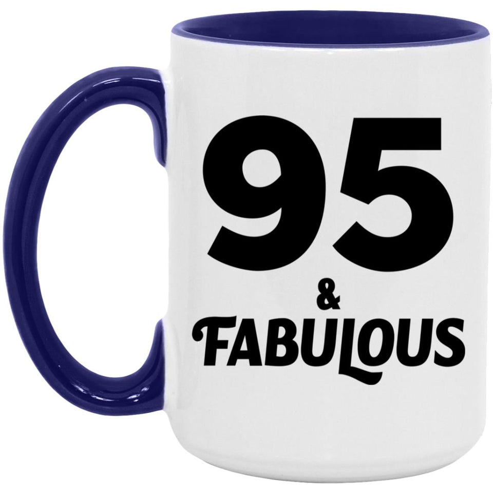95th Birthday 95 & Fabulous - 15oz Accent Mug Purple