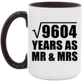 98th Anniversary Square Root of 9604 Years As Mr & Mrs - 15oz Accent Mug Black