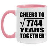 88th Anniversary Cheers To Square Root of 7744 Years Together - 11oz Accent Mug Pink