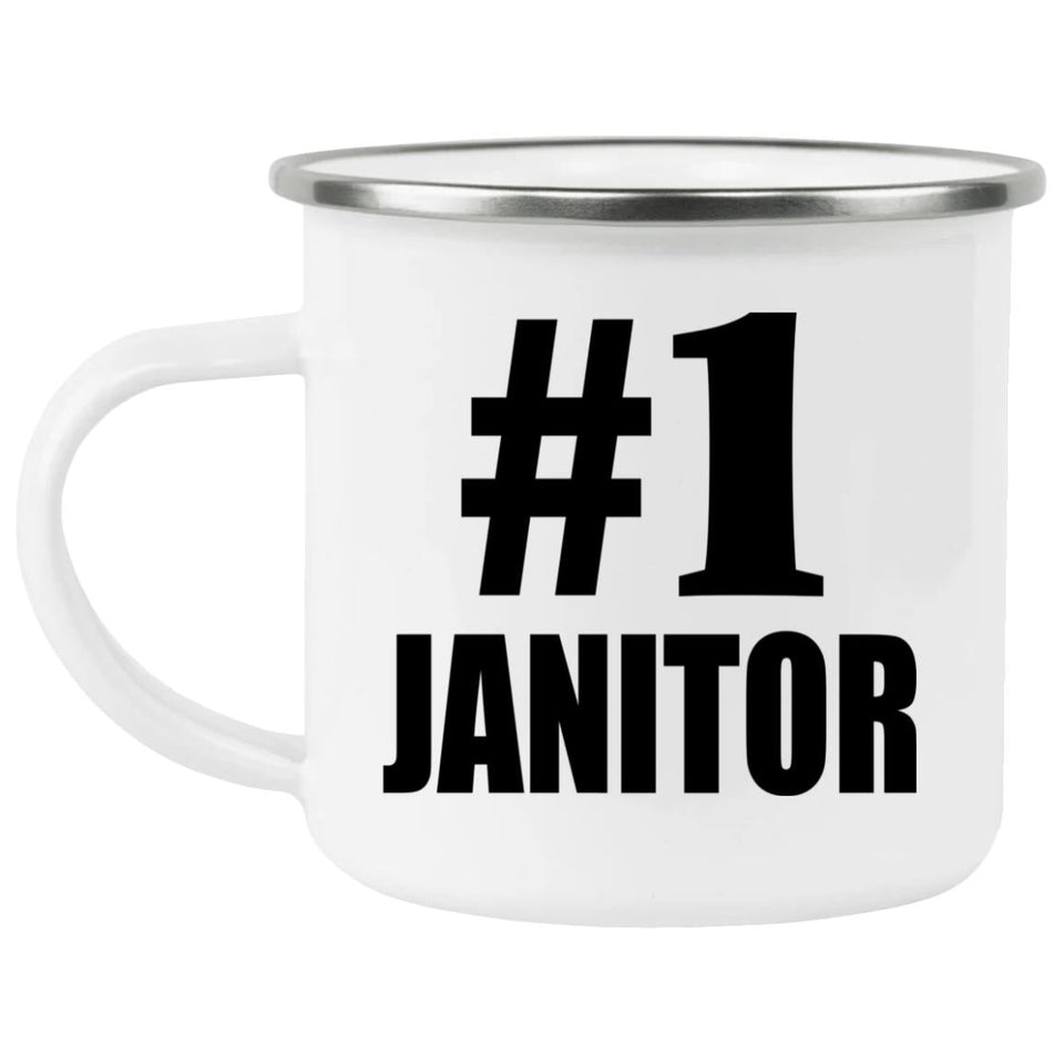 Number One #1 Janitor - 12oz Camping Mug
