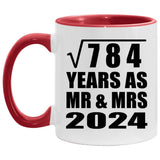 28th Anniversary Square Root of 784 Years As Mr & Mrs 2024 - 11oz Accent Mug Red