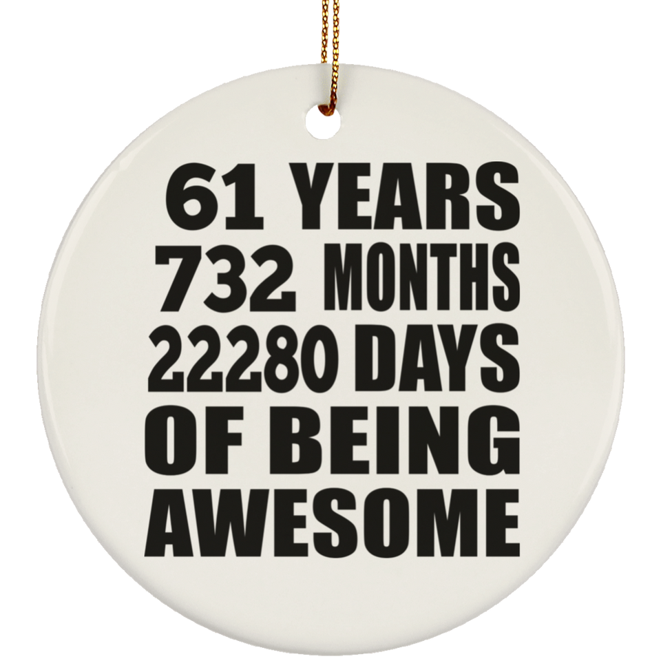 61st Birthday 61 Years 732 Months 22280 Days Of Awesome - Circle Ornament