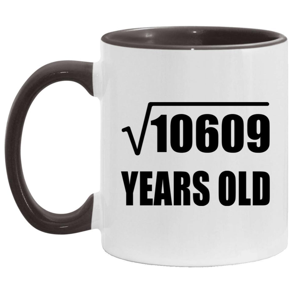103rd Birthday Square Root of 10609 Years Old - 11oz Accent Mug Black