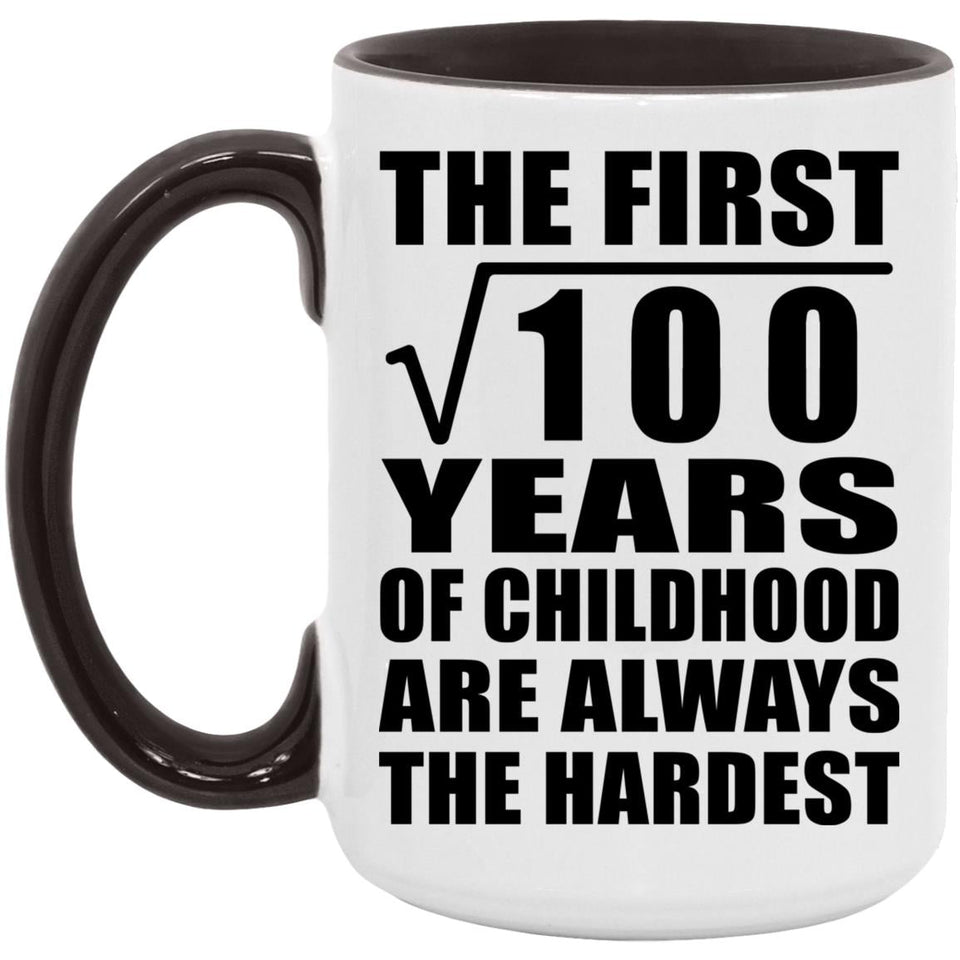 10th Birthday Square Root of 100 Years of Childhood - 15oz Accent Mug Black
