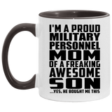 Proud Military Personnel Mom Of Awesome Son - 11oz Accent Mug Black