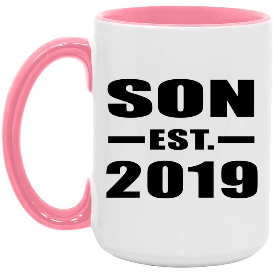 Son Established EST. 2019 - 15oz Accent Mug Pink