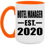 Hotel Manager Established EST. 2020 - 15oz Accent Mug Orange