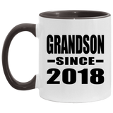 Grandson Since 2018 - 11oz Accent Mug Black