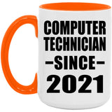 Computer Technician Since 2021 - 15oz Accent Mug Orange