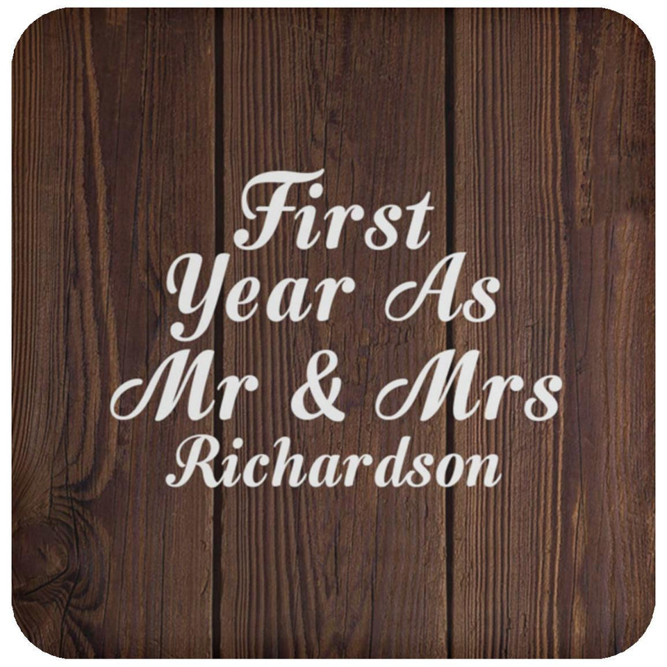 First Year As Mr & Mrs Richardson - Drink Coaster D